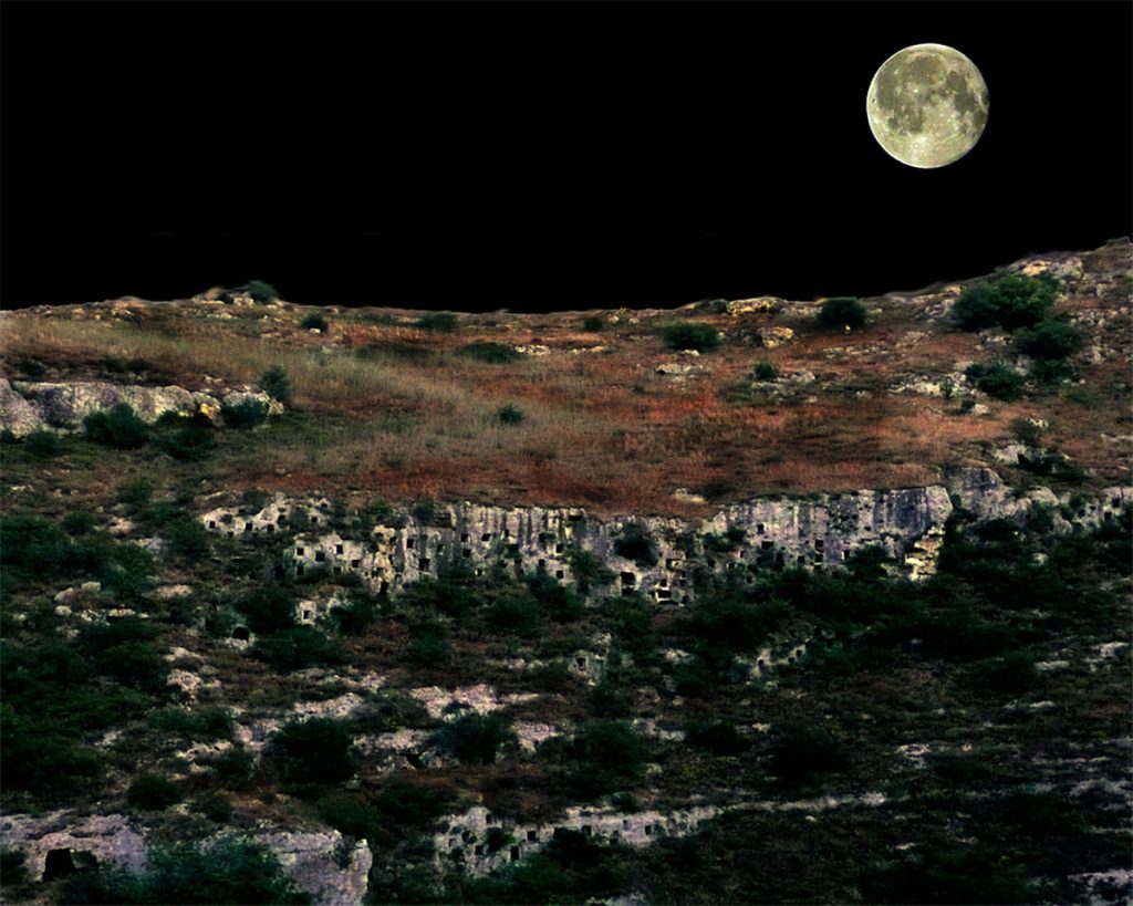 The necropolises seen at night