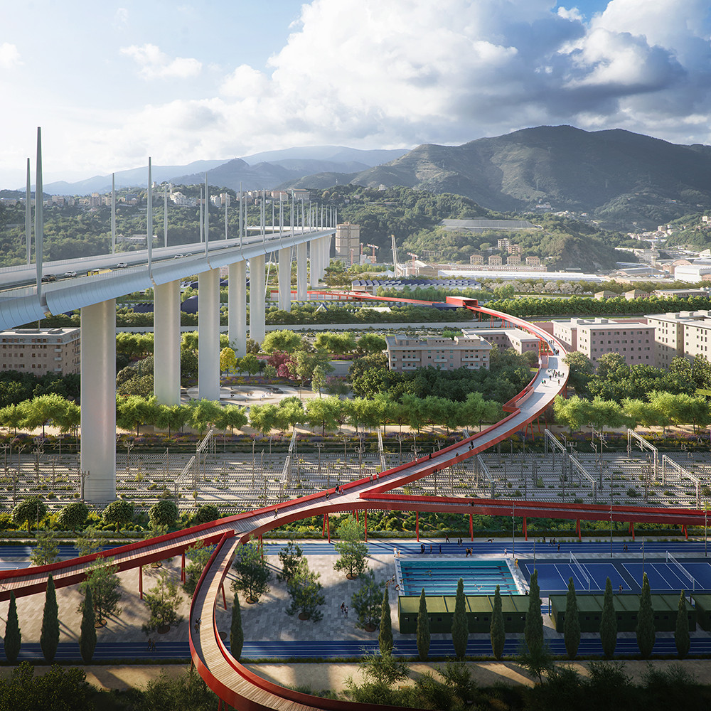 Polcevera Park, East side: Sport Park and “Genoa in the Wood” (© The Big Picture, courtesy by SBA)