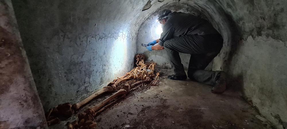 The tomb of Marcus Venerius Secundio discovered at Porta Sarno with mummified human remains
