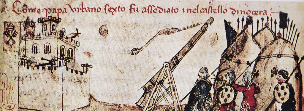 Urban VI besieged by Charles III in the castle of Nocera