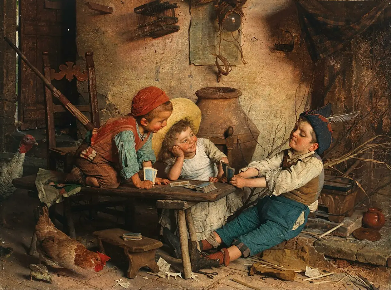 A game of trumps - in embarrassment (by 1897), by Gaetano Chierici