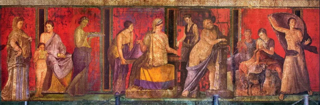 Roman fresco Villa dei Misteri Pompeii
