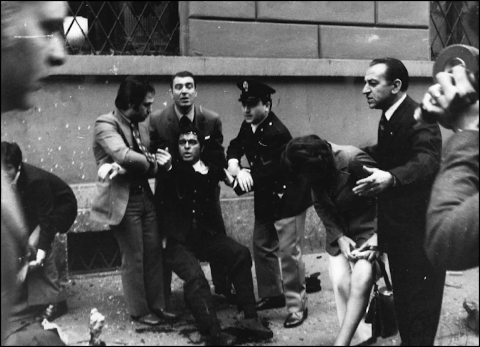 Aftermath of the bombing at the Milan police headquarters, 1973