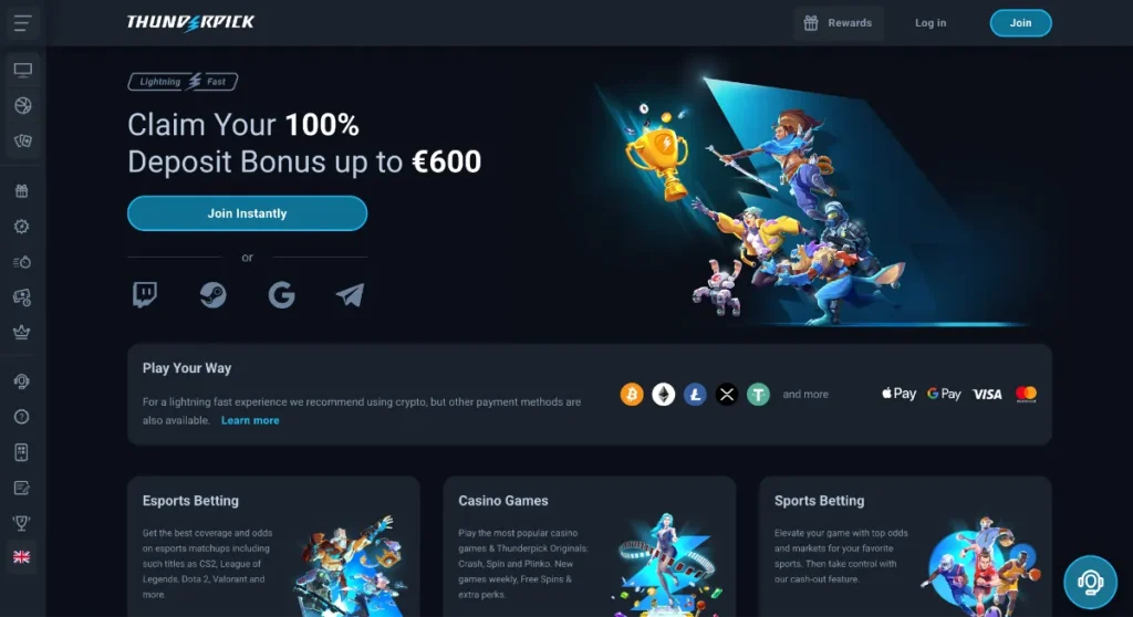 ThunderPick - Best for Crypto-Esports Betting and Casino Gaming